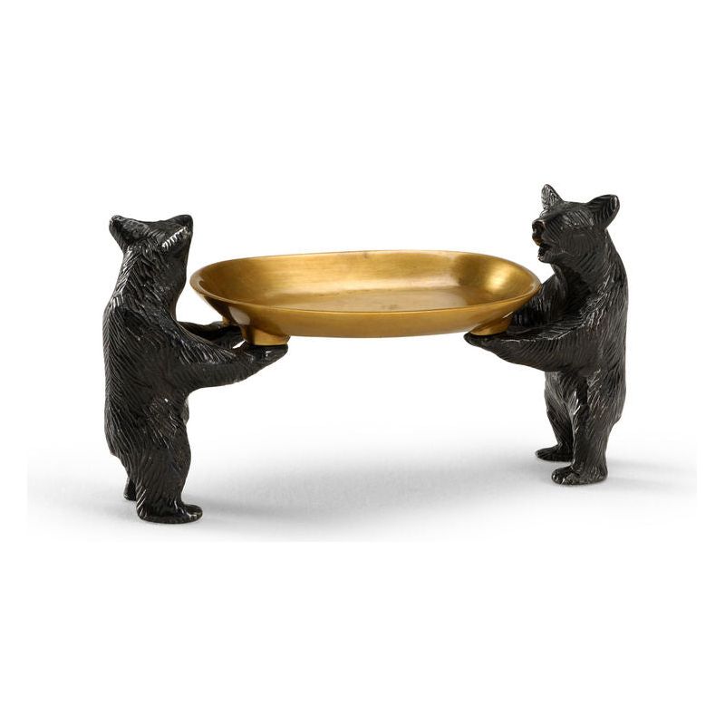 Bears Bearing Dish Charming Brass Sculpture - LOOMLAN - Wildwood - Statues & Sculptures