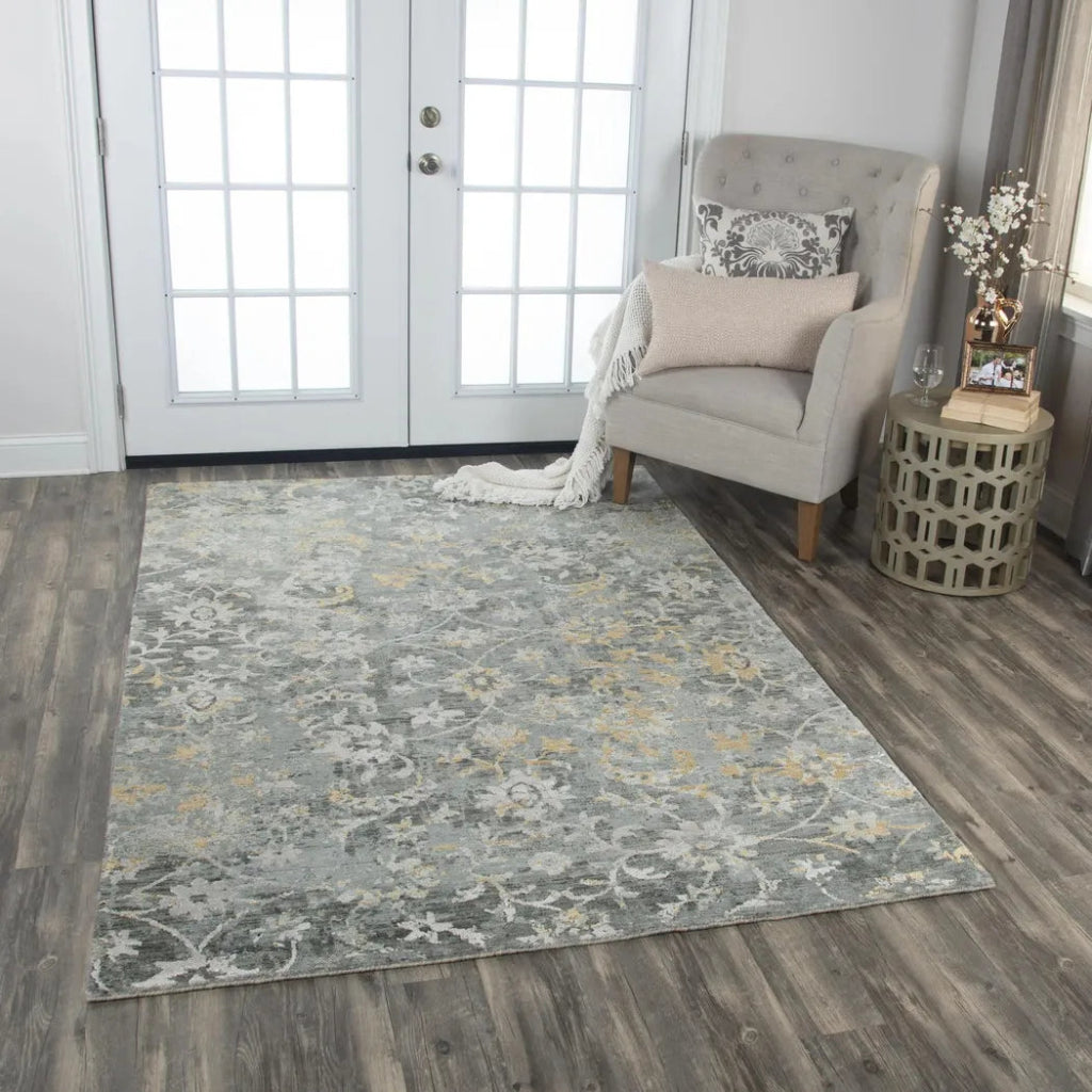 Beau Floral Gray Large Area Rugs For Living Room - LOOMLAN - LOOMLAN - Area Rugs