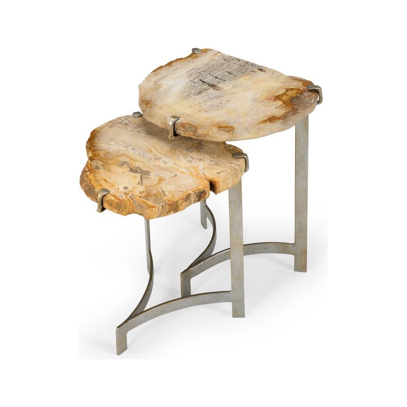 Bedrock Petrified Wood Top Nested Table (Set of 2) - LOOMLAN - Wildwood - Side Tables