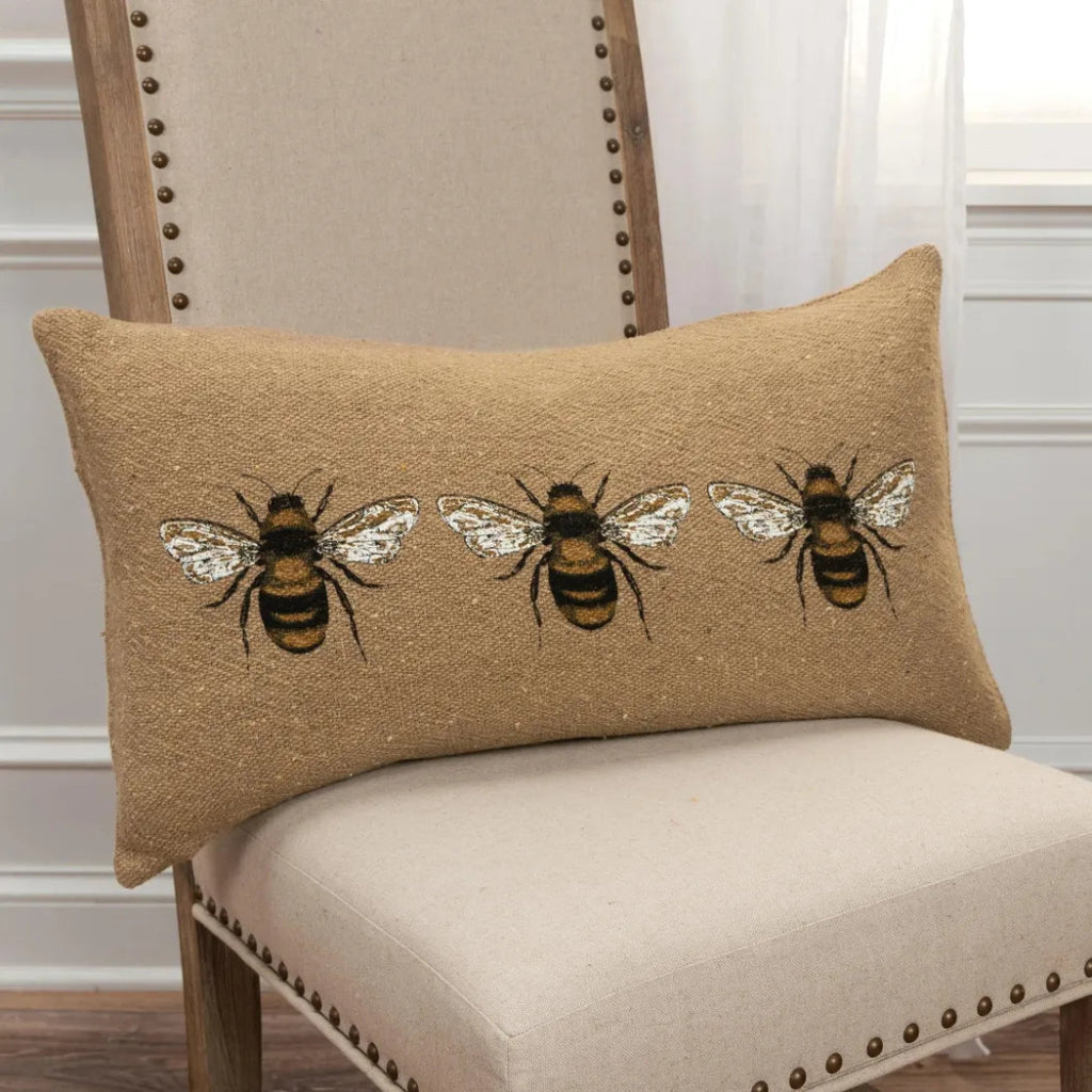 Bee Brown Lumbar Pillow With Insert - LOOMLAN - LOOMLAN - Throw Pillows