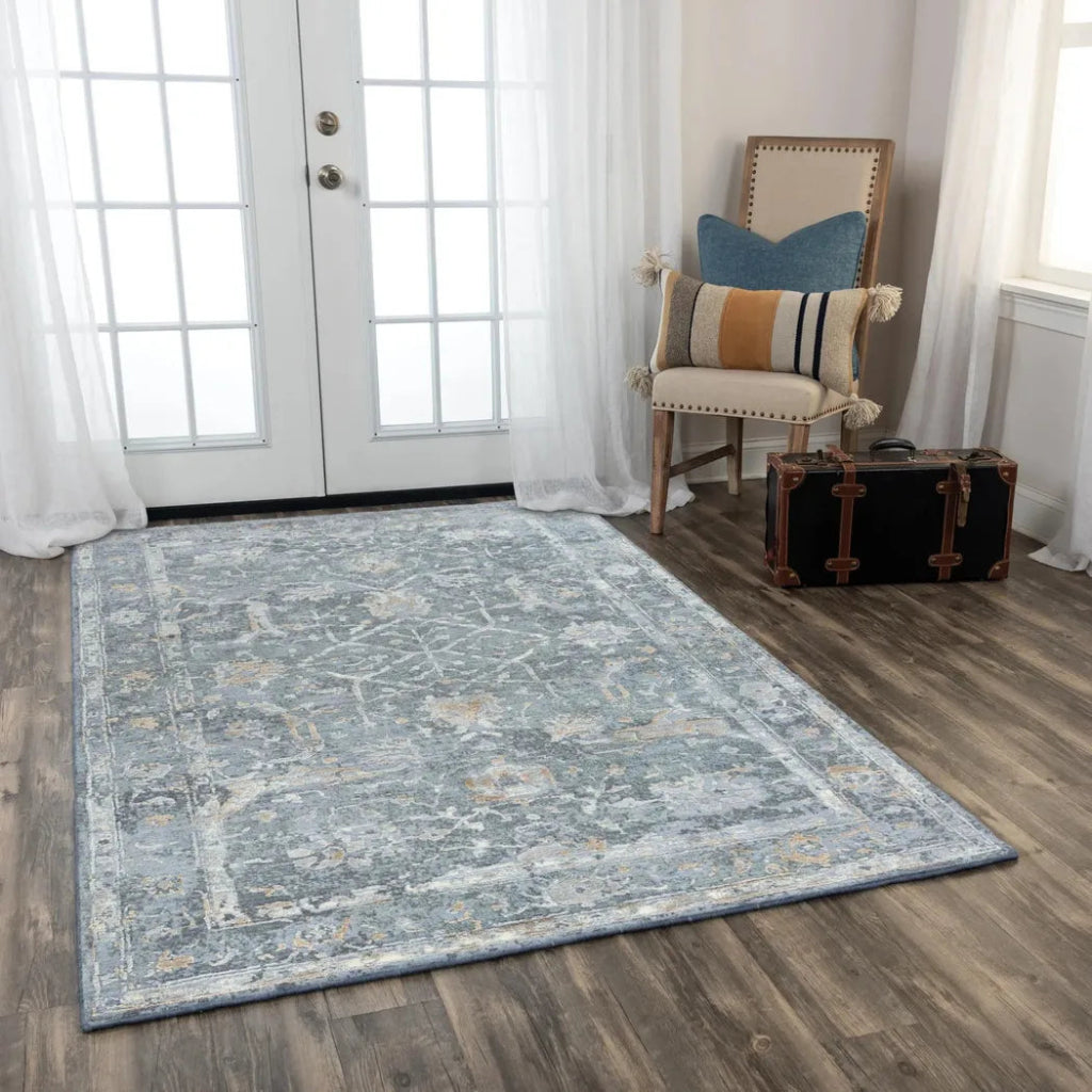 Bega Border Gray Large Area Rugs For Living Room - LOOMLAN - LOOMLAN - Area Rugs