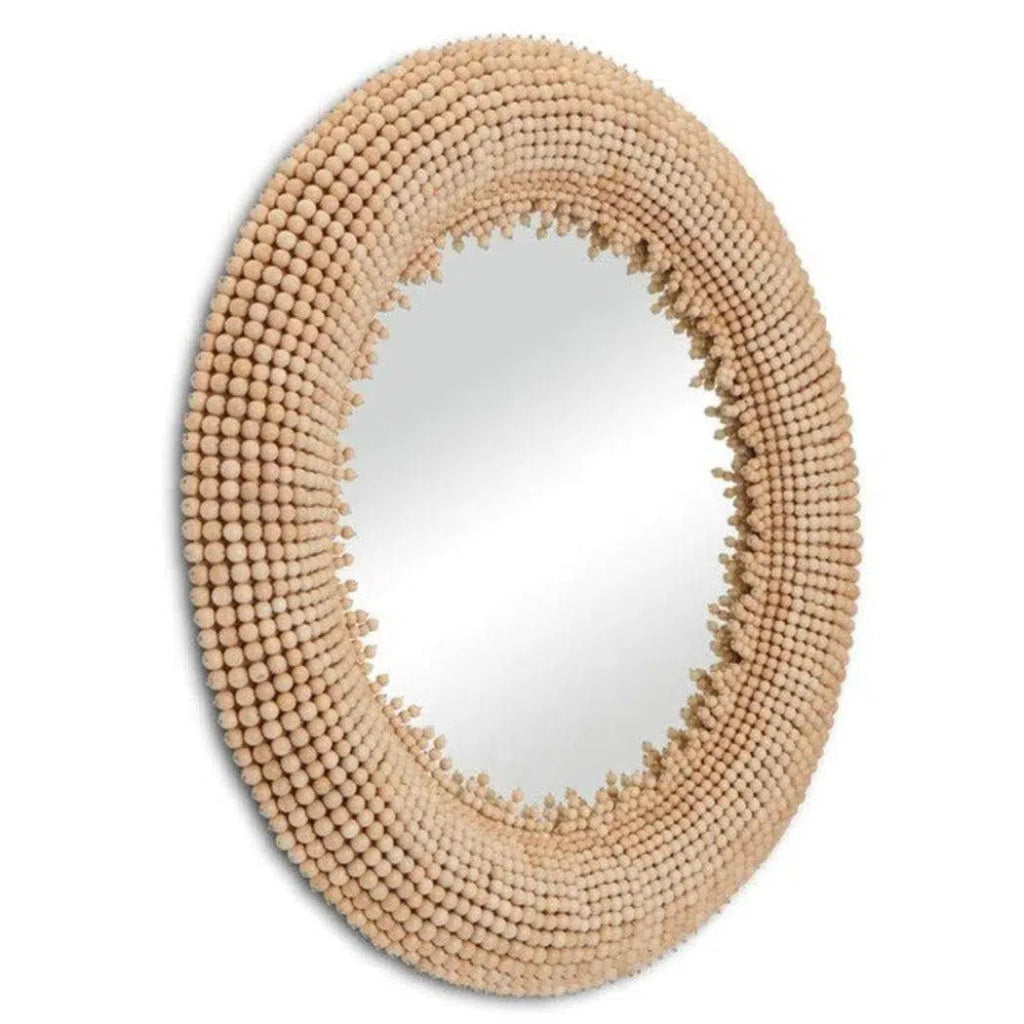 Beige Jeanie Round Mirror - LOOMLAN - Currey & Co - Wall Mirrors