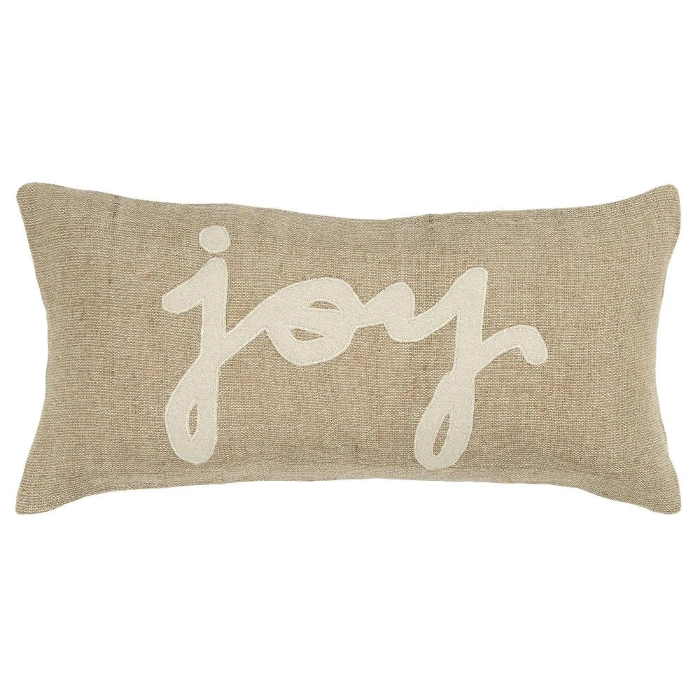 Beige Ronny Word Lumbar Pillow With Insert - LOOMLAN - LOOMLAN - Throw Pillows