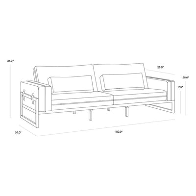 Belinda Sofa - Rhapsody Greige Leather Piping - LOOMLAN - SUNPAN - Sofas & Loveseats