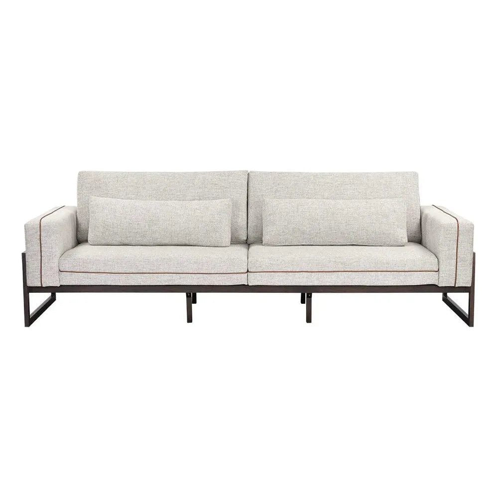 Belinda Sofa - Rhapsody Greige Leather Piping - LOOMLAN - SUNPAN - Sofas & Loveseats