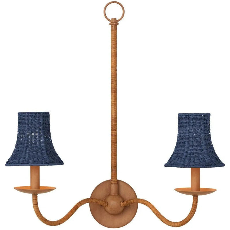 Bell Seagrass Blue Chandelier Shade - LOOMLAN - Currey & Co - Chandeliers