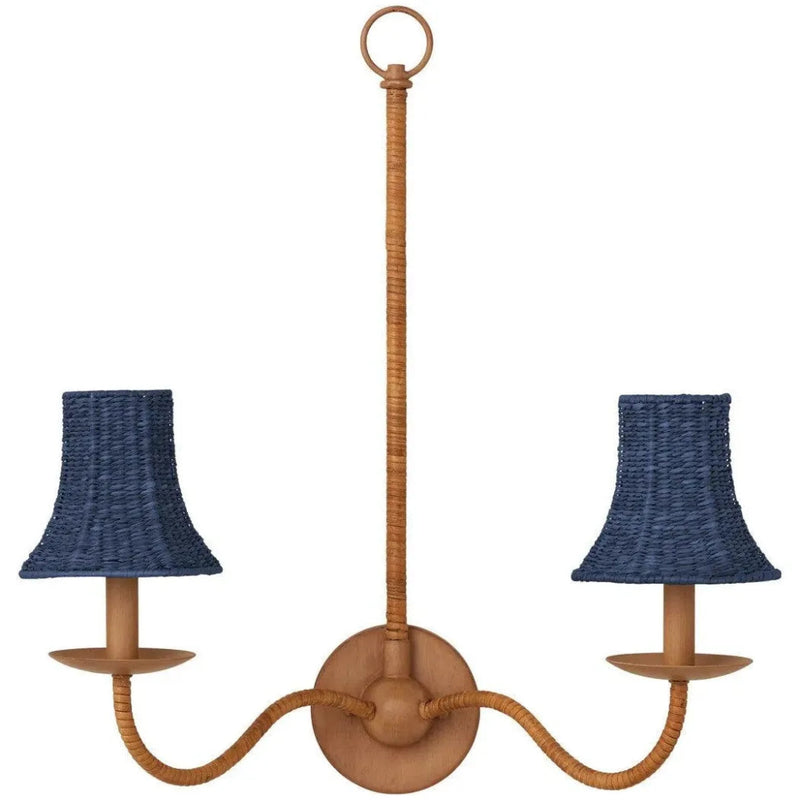 Bell Seagrass Blue Chandelier Shade - LOOMLAN - Currey & Co - Chandeliers