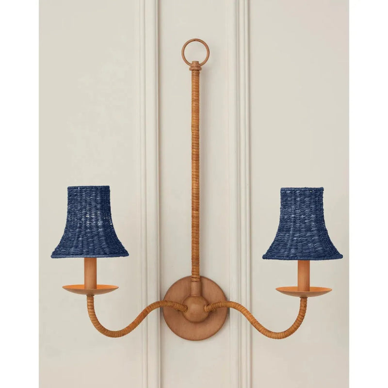Bell Seagrass Blue Chandelier Shade - LOOMLAN - Currey & Co - Chandeliers