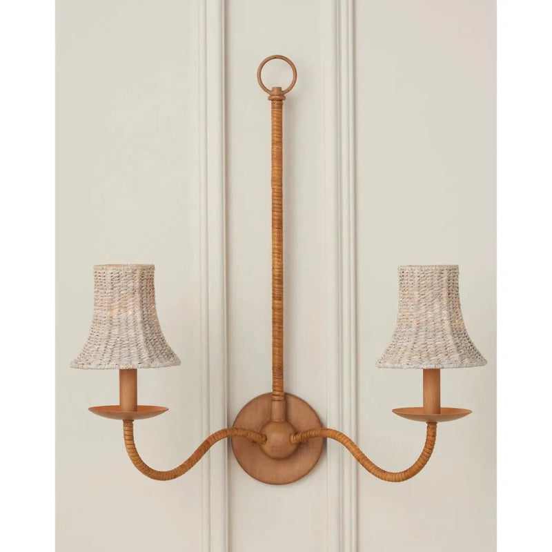 Bell Whitewashed Seagrass Chandelier Shade - LOOMLAN - Currey & Co - Chandeliers