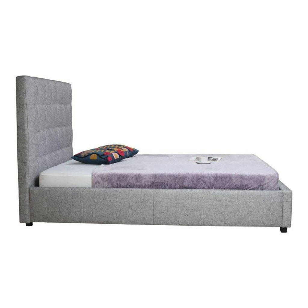 Belle Storage Bed Queen Light Grey - LOOMLAN - Moe's Home - Beds