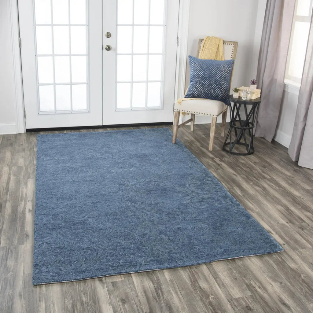 Beme Damask Blue Large Area Rugs For Living Room - LOOMLAN - LOOMLAN - Area Rugs