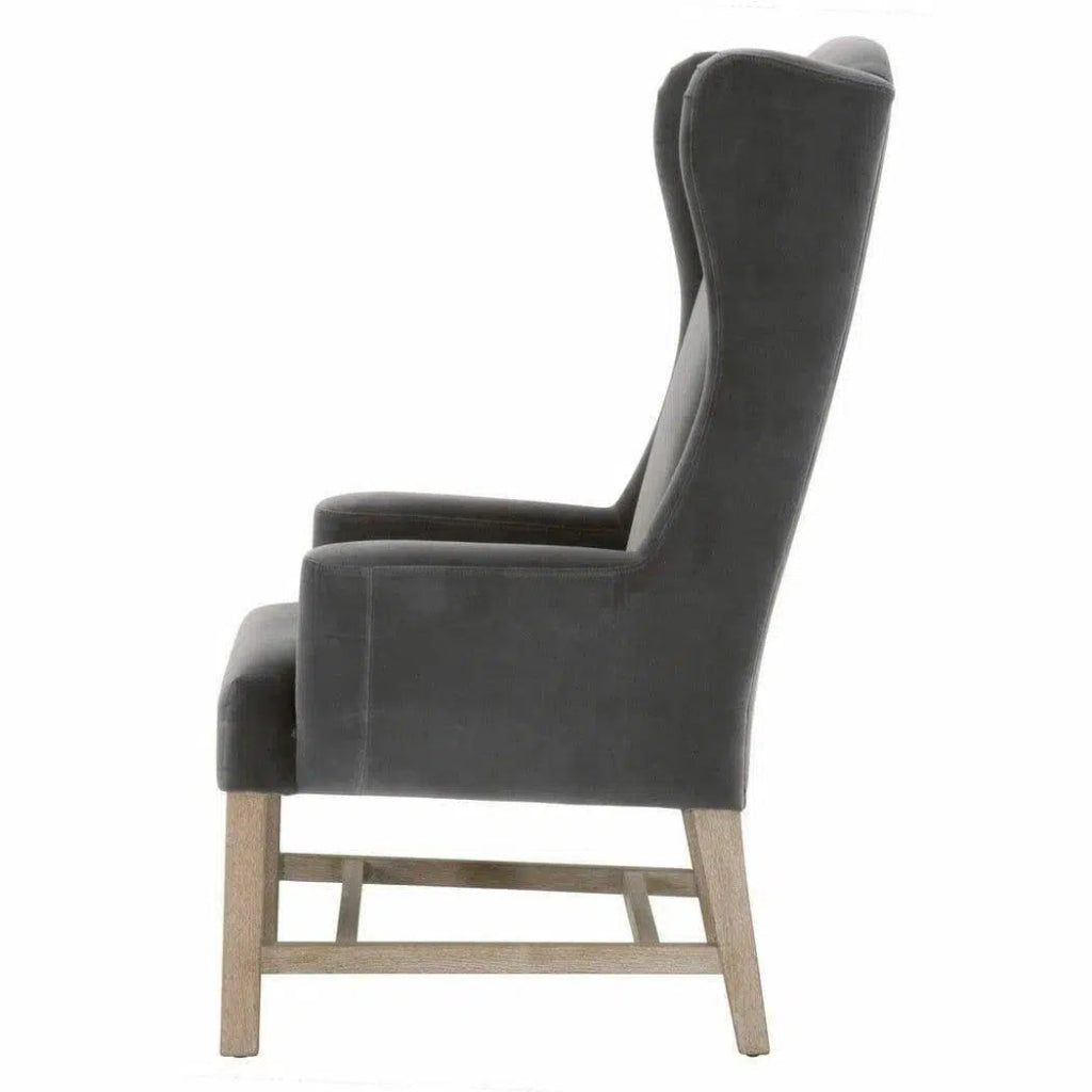 Bennett Dining Arm Chair Gray Velvet Solid Wood Legs - LOOMLAN - Essentials For Living - Dining Chairs