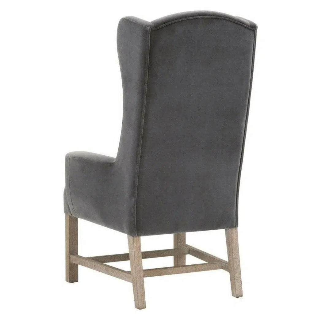 Bennett Dining Arm Chair Gray Velvet Solid Wood Legs - LOOMLAN - Essentials For Living - Dining Chairs