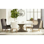 Bennett Dining Arm Chair Gray Velvet Solid Wood Legs - LOOMLAN - Essentials For Living - Dining Chairs