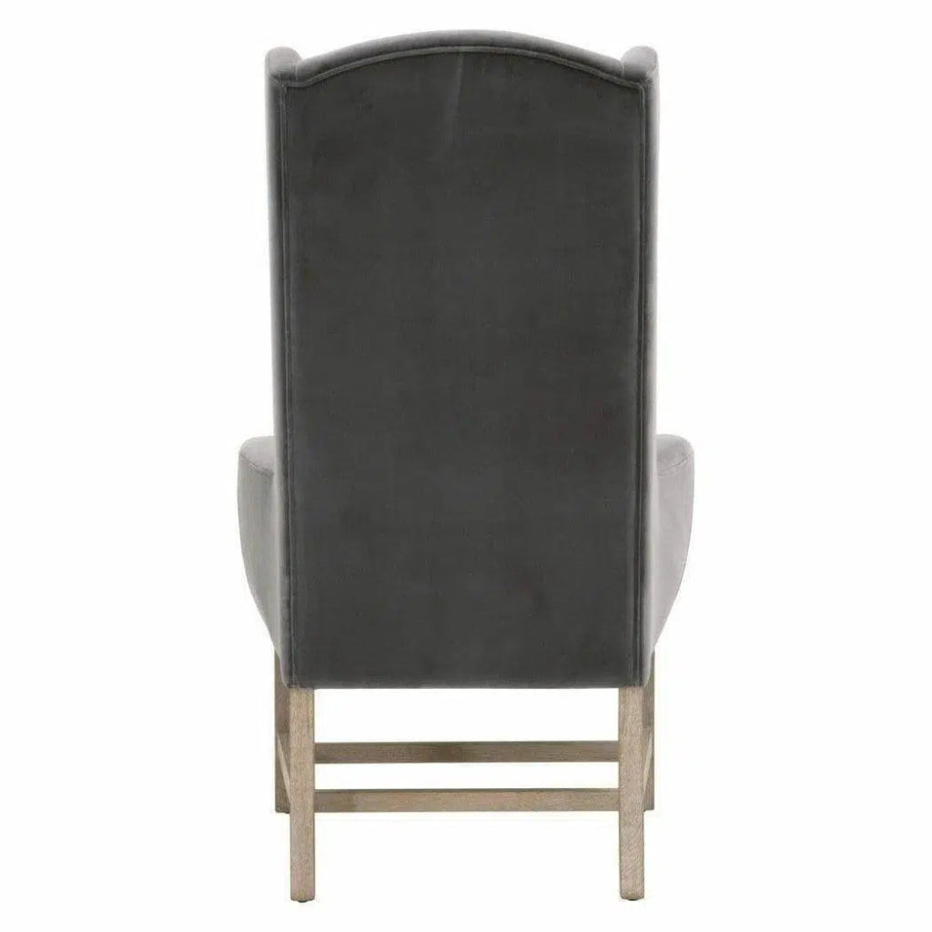 Bennett Dining Arm Chair Gray Velvet Solid Wood Legs - LOOMLAN - Essentials For Living - Dining Chairs