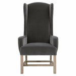 Bennett Dining Arm Chair Gray Velvet Solid Wood Legs - LOOMLAN - Essentials For Living - Dining Chairs