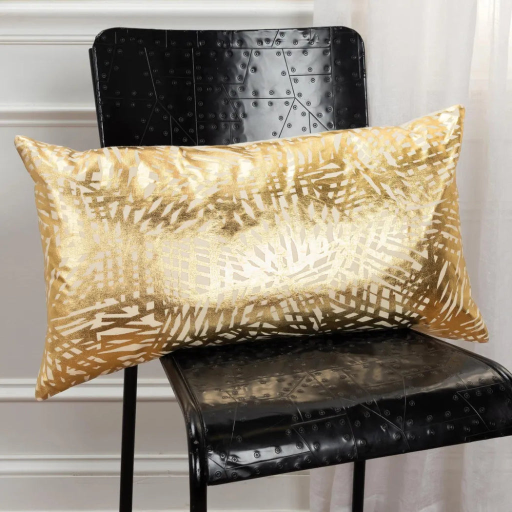 Beta Metallic Gold Lumbar Pillow With Insert - LOOMLAN - LOOMLAN - Throw Pillows