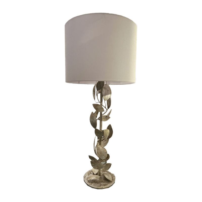 Ficus Leaf White Linen Shade Table Lamp