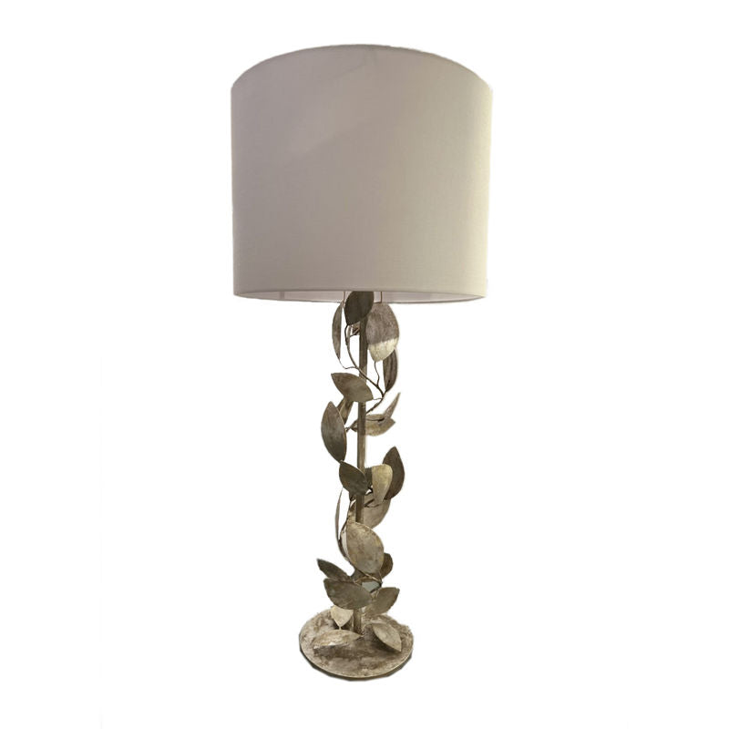 Ficus Leaf White Linen Shade Table Lamp