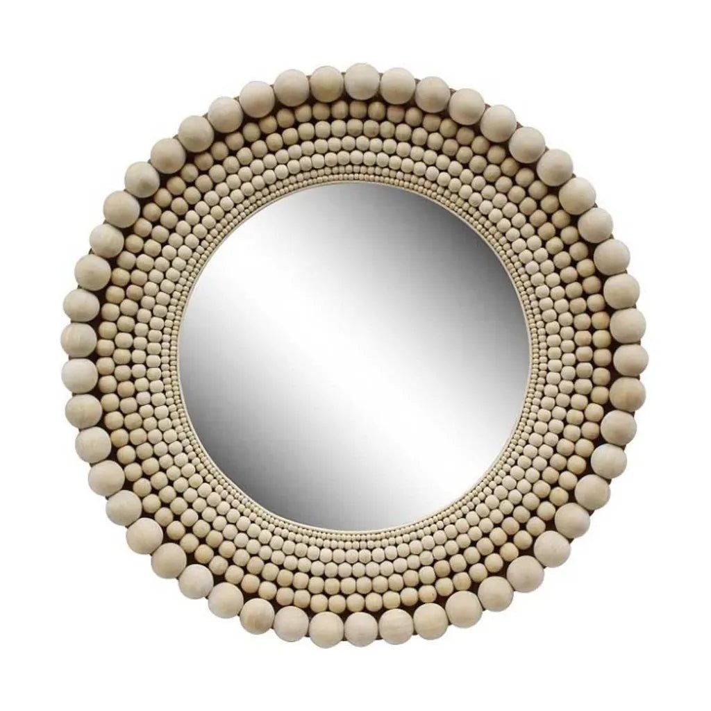 Biji Wooden Framed Round Wall Mirror - LOOMLAN - Artesia - Wall Mirrors