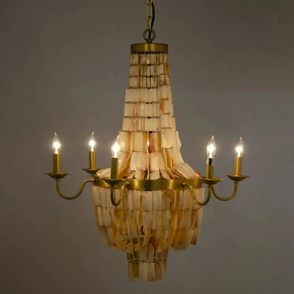 Bijou Metal & Shells Chandelier Antique Brass - LOOMLAN - Noir - Chandeliers