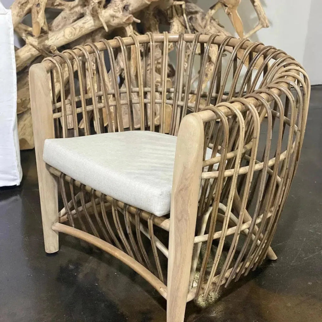 Binah Sanded Rattan Tub Chair Natural Color - LOOMLAN - Artesia - Accent Chairs