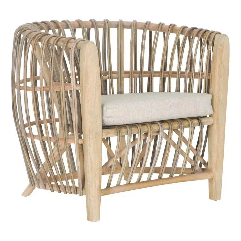 Binah Sanded Rattan Tub Chair Natural Color - LOOMLAN - Artesia - Accent Chairs