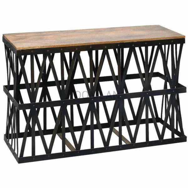 Black Industrial Sofa Table Thick Trellis - LOOMLAN - LOOMLAN - Console Tables