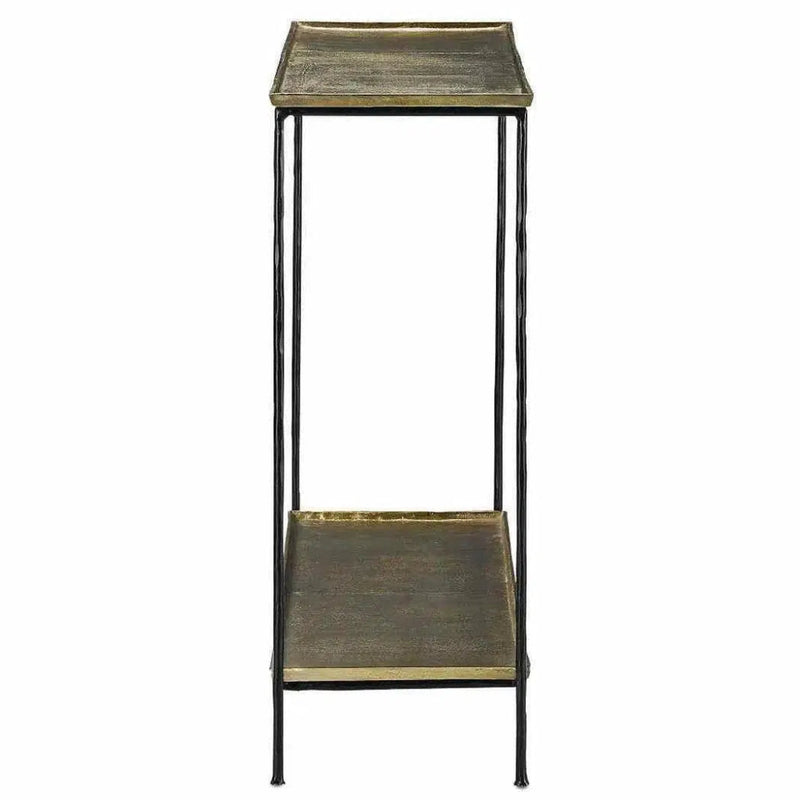 Black Iron Antique Brass Boyles Brass Console Table - LOOMLAN - Currey & Co - Console Tables