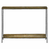 Black Iron Antique Brass Boyles Brass Console Table - LOOMLAN - Currey & Co - Console Tables