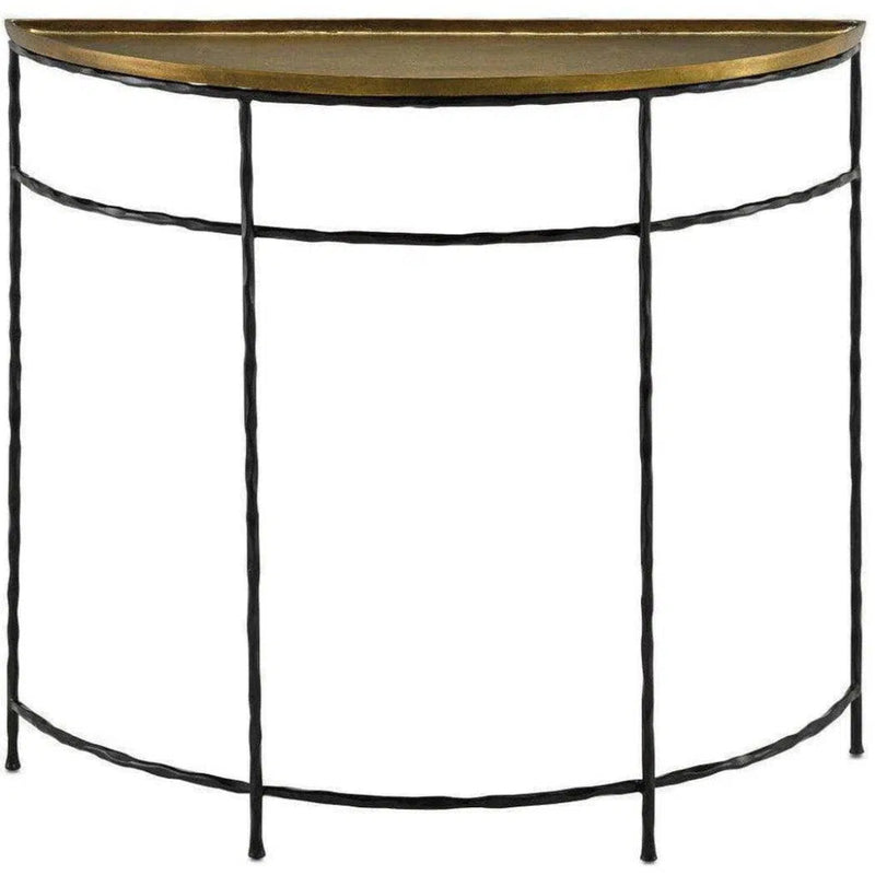 Black Iron Antique Brass Boyles Brass Demi - Lune - LOOMLAN - Currey & Co - Console Tables