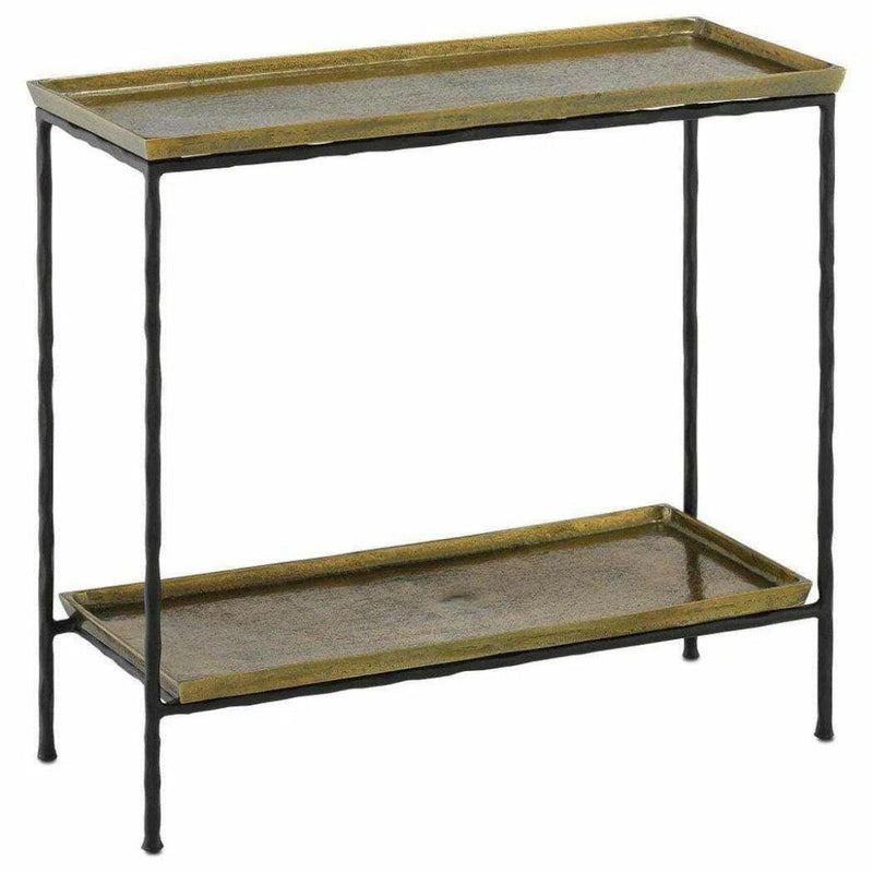 Black Iron Antique Brass Boyles Brass Side Table - LOOMLAN - Currey & Co - Side Tables