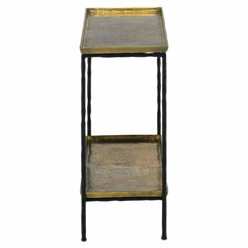 Black Iron Antique Brass Boyles Brass Side Table - LOOMLAN - Currey & Co - Side Tables