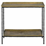 Black Iron Antique Brass Boyles Brass Side Table - LOOMLAN - Currey & Co - Side Tables