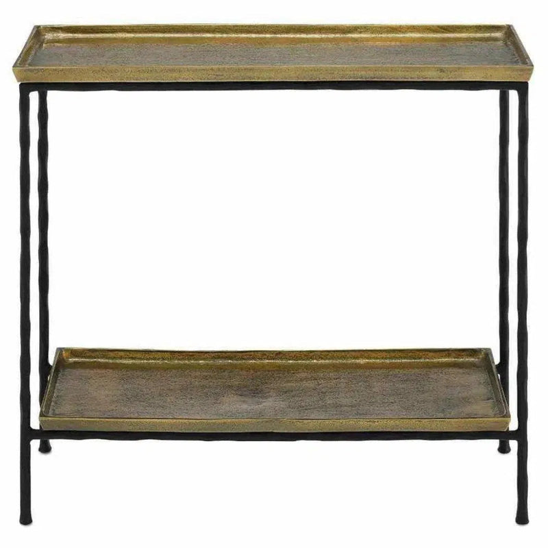 Black Iron Antique Brass Boyles Brass Side Table - LOOMLAN - Currey & Co - Side Tables