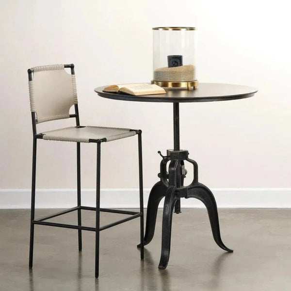 Black Iron Height Round Crank Table - LOOMLAN - Jamie Young - Bar Tables