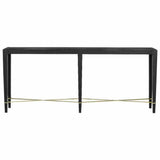 Black Lacquered Linen Verona Black Console Table - LOOMLAN - Currey & Co - Console Tables