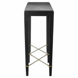 Black Lacquered Linen Verona Black Console Table - LOOMLAN - Currey & Co - Console Tables