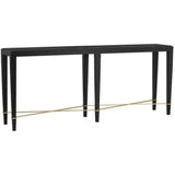 Black Lacquered Linen Verona Black Console Table - LOOMLAN - Currey & Co - Console Tables