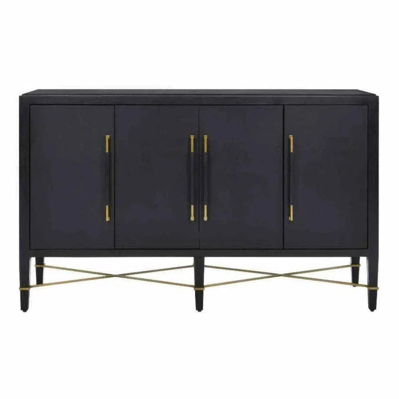 Black Lacquered Verona Credenza - LOOMLAN - Currey & Co - Sideboards