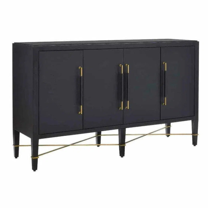 Black Lacquered Verona Credenza - LOOMLAN - Currey & Co - Sideboards