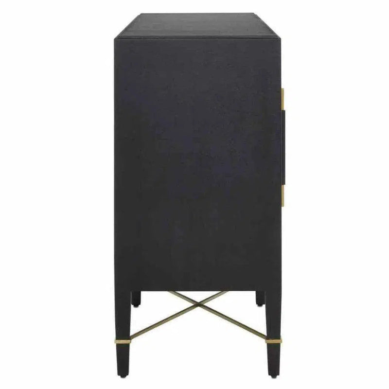 Black Lacquered Verona Credenza - LOOMLAN - Currey & Co - Sideboards