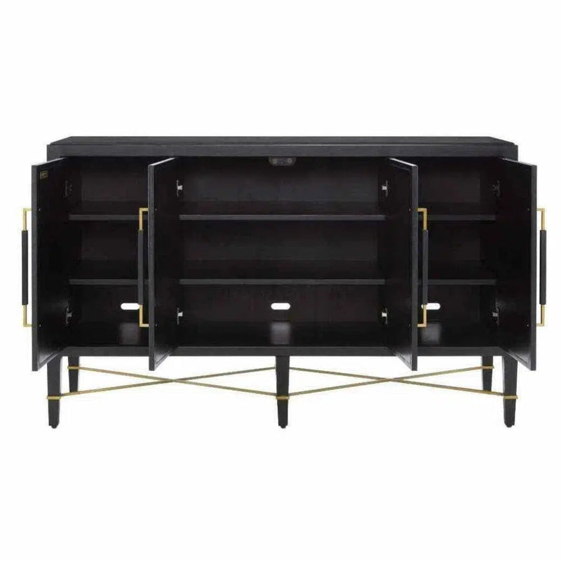Black Lacquered Verona Credenza - LOOMLAN - Currey & Co - Sideboards