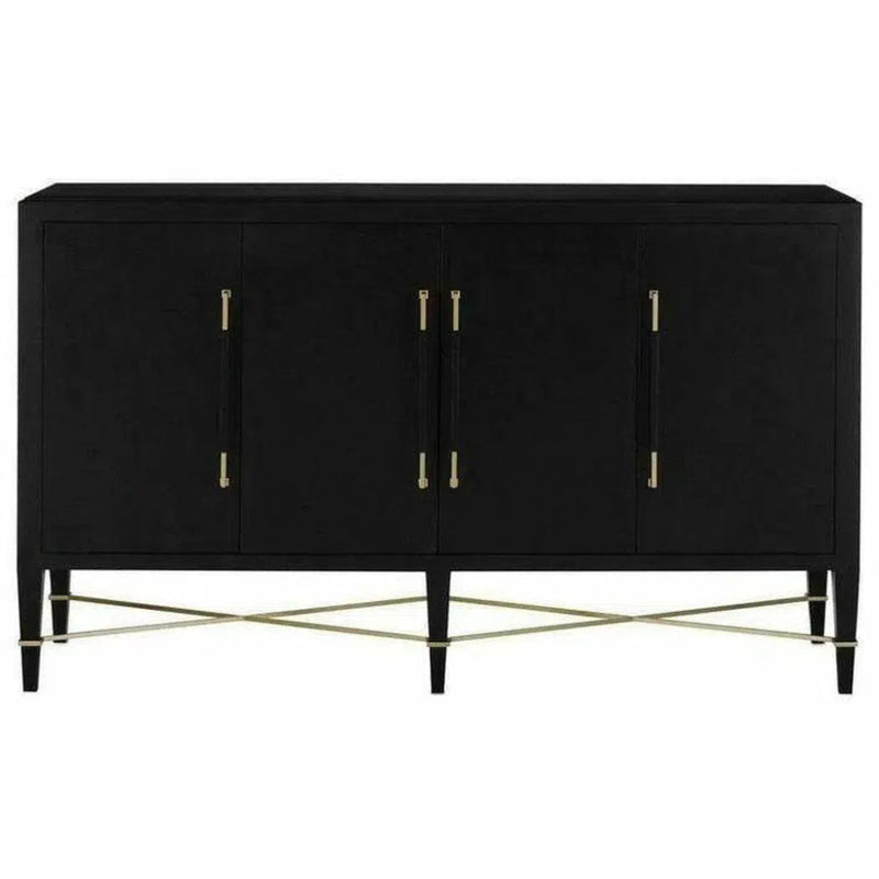 Black Lacquered Verona Credenza - LOOMLAN - Currey & Co - Sideboards