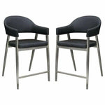 Black Leather Counter Height Chairs Set of Two - LOOMLAN - Diamond Sofa - Counter Stools