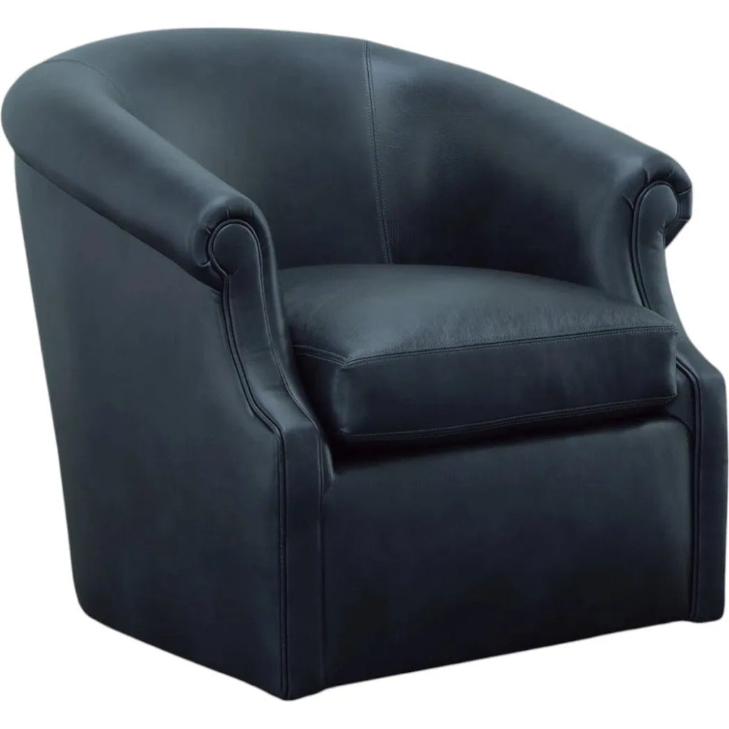 Black Leather Swivel Club Chair Seattle - LOOMLAN - Uptown Sebastian - Club Chairs