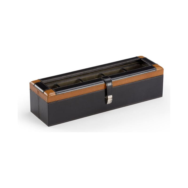 Black Leather Warpped Watch Display Box - LOOMLAN - Wildwood - Boxes & Bowls