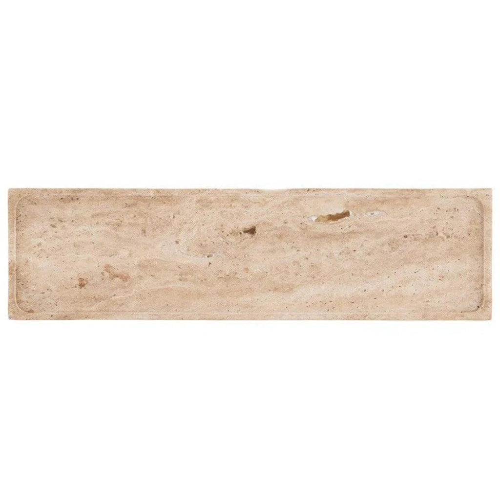 Black Natural Boyles Travertine Elongated Tray - LOOMLAN - Currey & Co - Trays