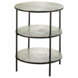 Black Pewter Cane Accent Table - LOOMLAN - Currey & Co - Side Tables