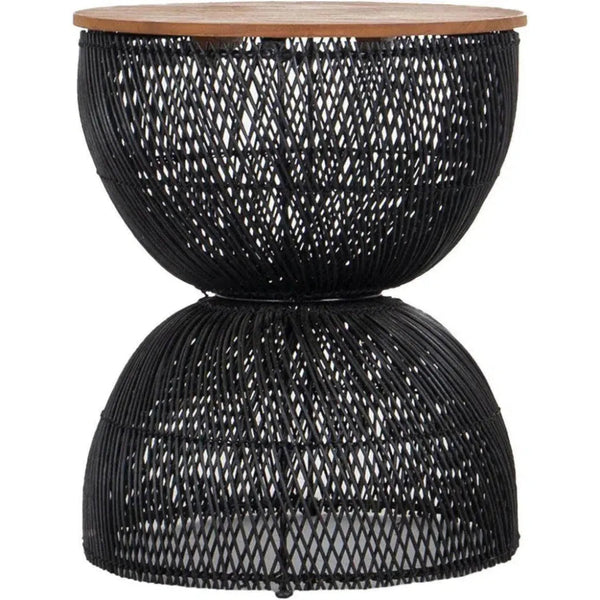 Black Round Side Table Wood Top Wood Base - LOOMLAN - LH Imports - Side Tables